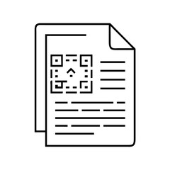 qr code on document icon, qr code on document line art - simple line art of qr code on document, perfect for qr code on document logos and icons