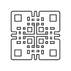 qr code with a cross icon, qr code with a cross line art - simple line art of qr code with a cross, perfect for qr code with a cross logos and icons