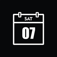 calender icon, 07 saturday icon with black background