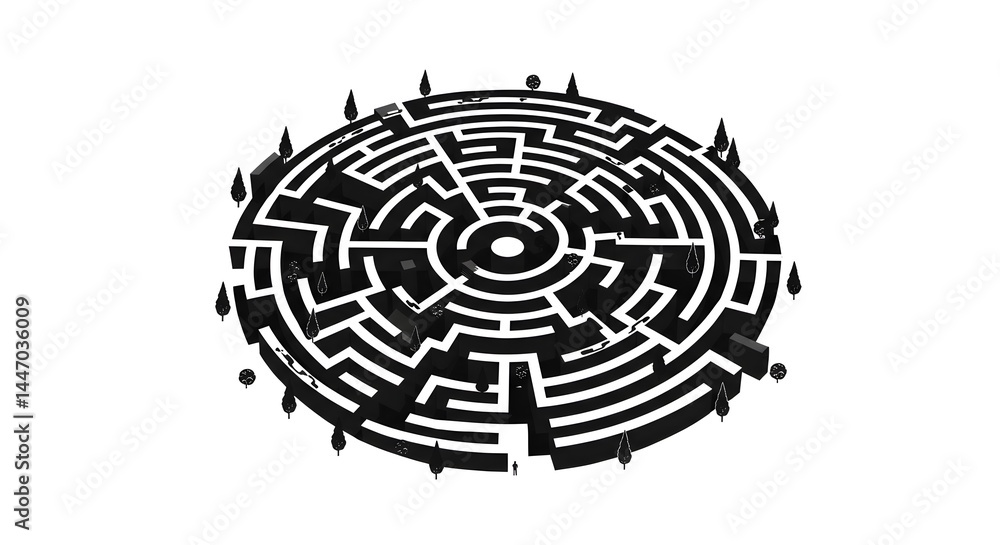 Poster circular maze design intricate pattern for backgrounds