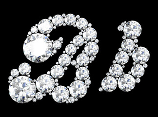diamond letters with gemstones isolated on black. (high resolution 3D image).
