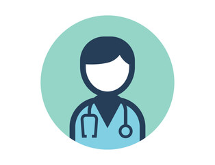 医師ドクターの丸いシンプルなカラフルカラーイラストアイコン