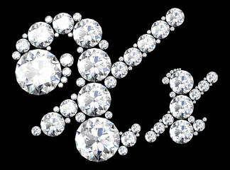 diamond letters with gemstones isolated on black. (high resolution 3D image).
