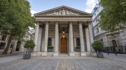 Fototapeta premium The Bank of England, a prominent City of London structure Classical design, impressive scale Financial center - Currency of London Brickwork