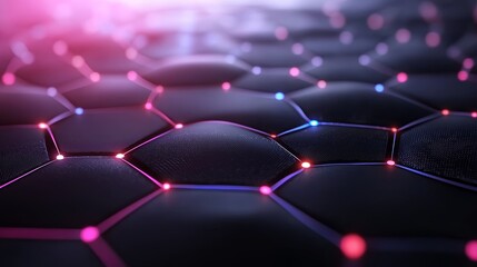 Fototapeta premium Glowing Pink And Blue Hexagonal Network Abstract Background