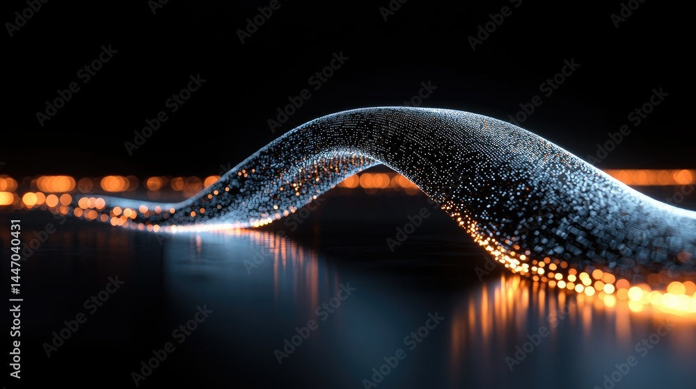 Aufkleber a curving illuminated pathway of tiny sparkling glowing particles
