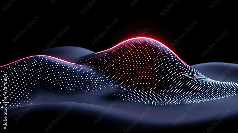 Aufkleber illuminated surface with glowing patterns against a black background
