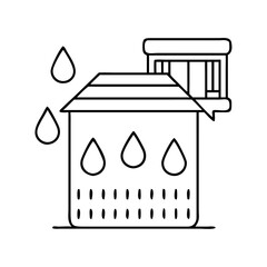 rainwater harvesting icon, rainwater harvesting line art - simple line art of rainwater harvesting, perfect for rainwater harvesting logos and icons