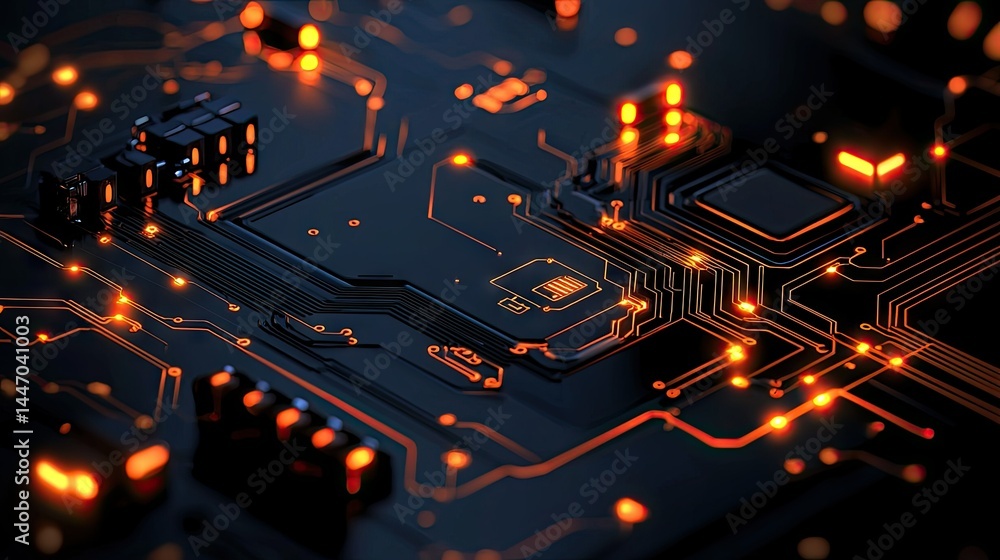 Aufkleber a close up of an illuminated computer circuit board