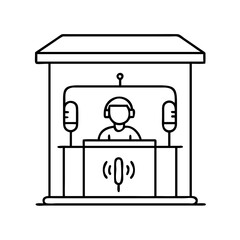 recording booth icon, recording booth line art - simple line art of recording booth, perfect for recording booth logos and icons