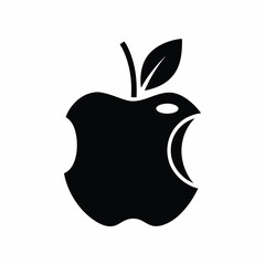 Bitten Apple  icon silhouette vector illustration