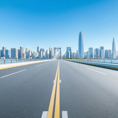 Fototapeta premium Cityscape View From Road Perspective
