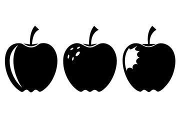 set of Bitten Apple silhouette vector illustration
