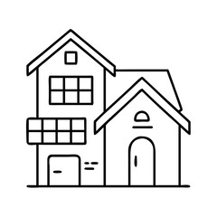 residential house icon, residential house line art - simple line art of residential house, perfect for residential house logos and icons