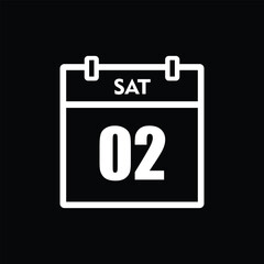 calender icon, 02 saturday icon with black background
