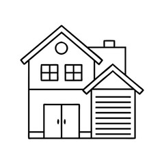 residential house icon, residential house line art - simple line art of residential house, perfect for residential house logos and icons