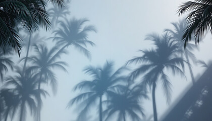 Palm Tree Silhouettes Against a Misty Sky