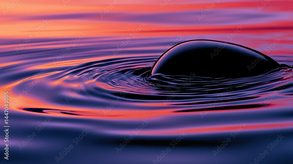 Poster a dark object floating on water with beautiful reflections
