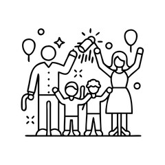 same sex couple with kids icon, same sex couple with kids line art - simple line art of same sex couple with kids, perfect for same sex couple with kids logos and icons