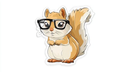 Naklejka premium Cute cartoon squirrel wearing glasses