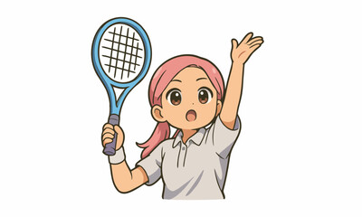 cute tennis player cartoon illustration