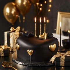 Delicious Birthday Cake with Lit Candles on Top &ndash; Festive Dessert for Celebrating a Special Occasion or Milestone