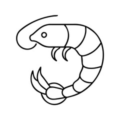 shrimp icon, shrimp line art - simple line art of shrimp, perfect for shrimp logos and icons