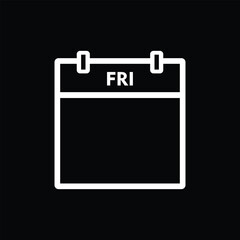 calender icon, friday icon with black background