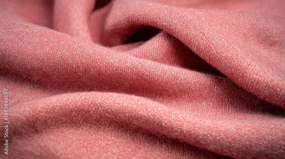 Poster Soft waves of pink fabric create an elegant and smooth background. The delicate texture catches gentle light, offering an appealing backdrop with ample copy space