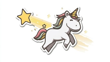 Playful Unicorn with Rainbow Mane and Stars