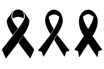 set of Awareness Ribbon icon silhouette vector illustration