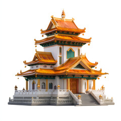 Obraz premium Cartoon Buddhist Temple 3D Icon in Minimalist Style