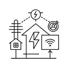 smart energy grid icon, smart energy grid line art - simple line art of smart energy grid, perfect for smart energy grid logos and icons