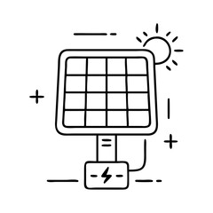 solar charger icon, solar charger line art - simple line art of solar charger, perfect for solar charger logos and icons