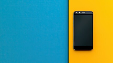 A modern smartphone sits on a colorful and vibrant background