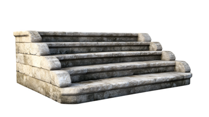 A realistic rendering of a section of ancient Greek theatre seating steps, isolated on Transparent background.