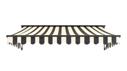 Fototapeta premium A realistic rendering of a Parisian cafe awning (striped fabric), isolated on Transparent background.