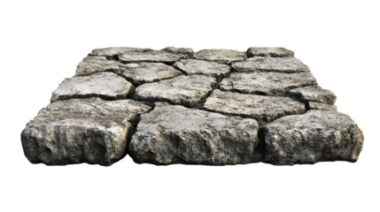 A realistic rendering of a sample of Roman concrete (Opus Reticulatum) texture, isolated on Transparent background.