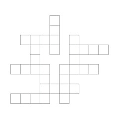 Four words puzzle template. empty crossword game. word game for social media, magazine and newspaper. four words crosswords game