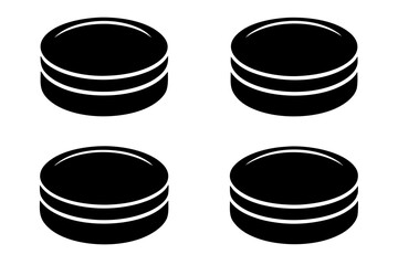 set of Hockey Puck silhouette vector illustration