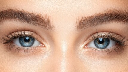 Obraz premium Close up photograph of a beautiful womans open blue eyes