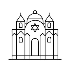 synagogue icon, synagogue line art - simple line art of synagogue, perfect for synagogue logos and icons