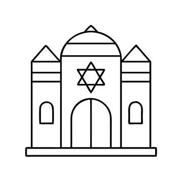 synagogue building outline with star of david clip art preview
