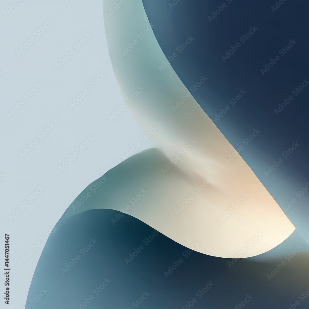 Poster abstract paper sculpture with soft gradient shadows and smooth curvy shapes