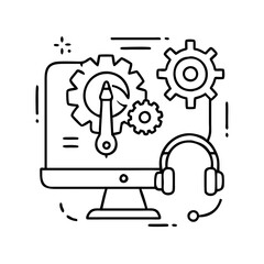 technical support icon, technical support line art - simple line art of technical support, perfect for technical support logos and icons
