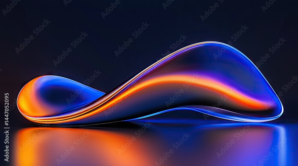 Poster a sleek abstract flowing form with vibrant color gradients