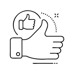 thumbs up icon, thumbs up line art - simple line art of thumbs up, perfect for thumbs up logos and icons