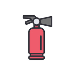 Fire extinguisher colored icons, minimalist vector illustration ,simple transparent graphic element .Isolated on white background