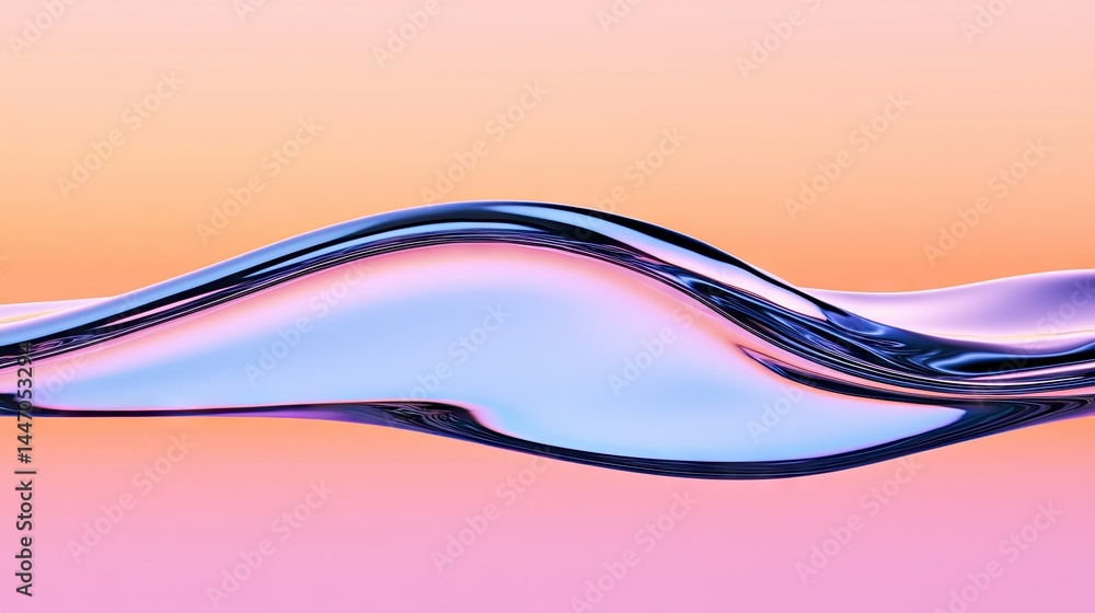 Poster abstract image of liquid with colors and gentle curved lines