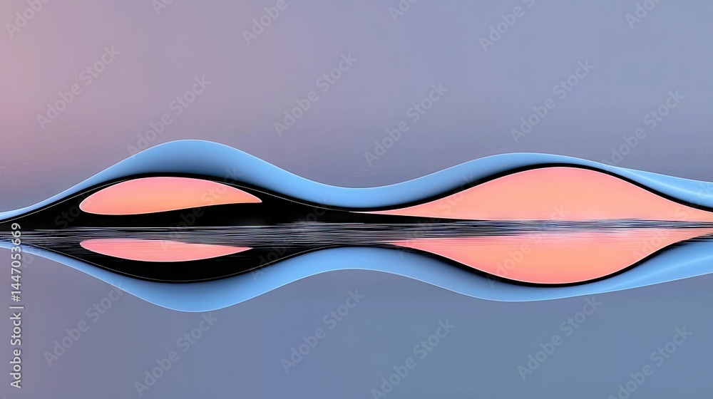 Aufkleber wavy lines and reflections compose an abstract symmetric art piece